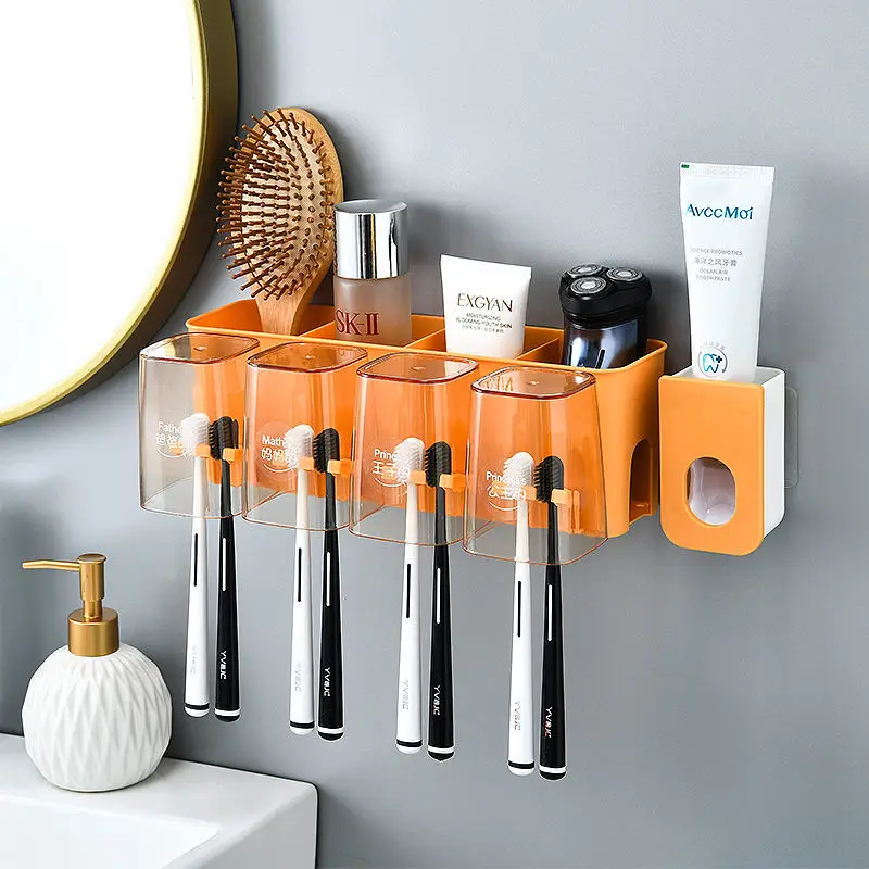 

Стеллаж для хранения в ванной комнате, Набор держателей для зубных щеток, выдавливатель для чашек, органайзер для полок, угловой плавающий