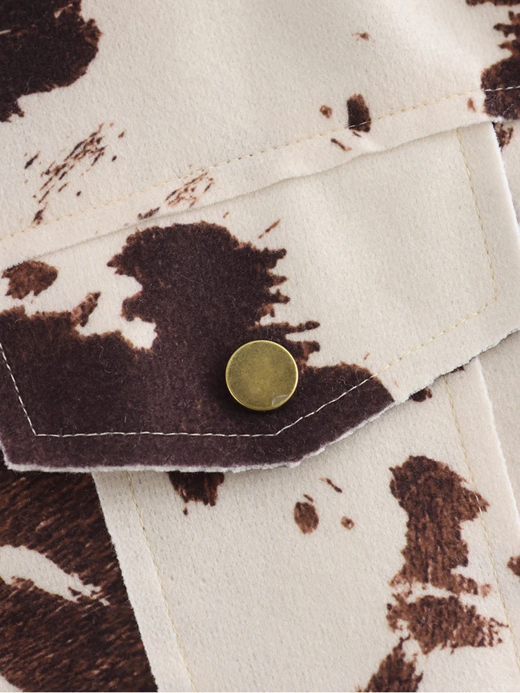 Новинка 2024 осенне-зимняя женская куртка с животным принтом модная лацканами