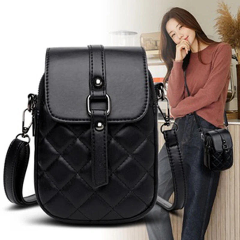 

Ladies Crossbody Bags Fashion Leather Small Messenger Bag For Women Lingge Casual Female Shoulder Bag Phone Pouch Wallets