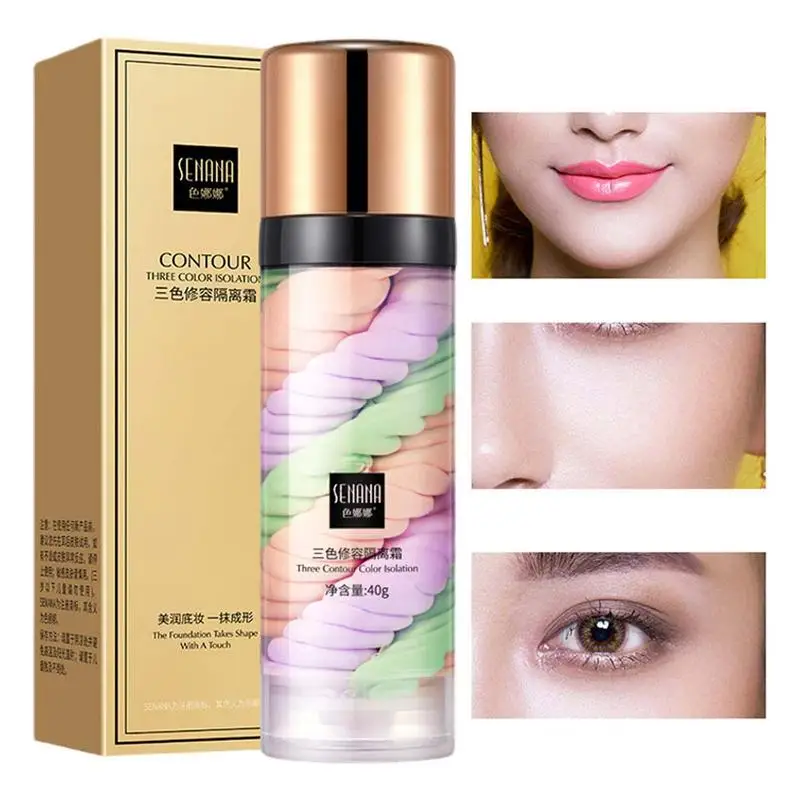 

Tricolor Color Face Makeup Isolation Cream Correcting Facial Serums Invisible Pore Moisturizing Essence Concealer Foundation