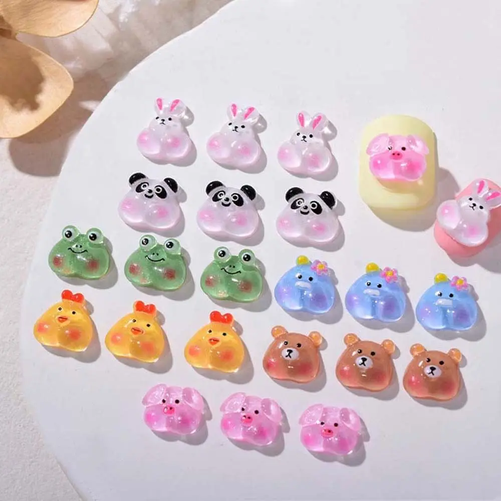 

10Pcs 3D Kawaii Nail Charms Cartoon Cute Bear Bunny Panda Piggy Figure Nail Parts for Manicure DIY Nail Art Decorations