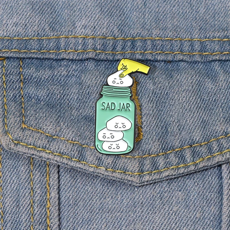 

Sad Jar Enamel Pin Custom Metal brooch Cowboy Backpack Lapel Badge Jewelry Gift