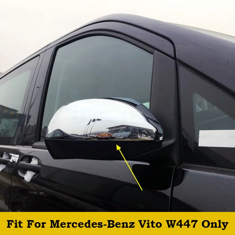 

2PCS For Mercedes-Benz Vito W447 2014 2015 2016 2017 2018 ABS Door Rearview Mirror Protection Cap Cover Trim Bright Silver
