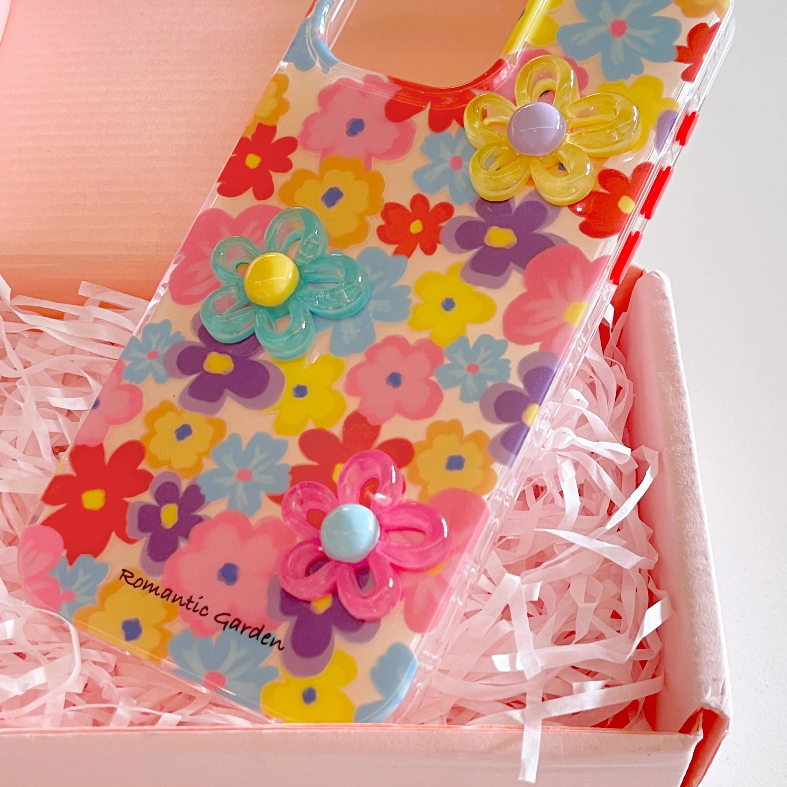 Чехол для телефона с 3D красивыми яркими маленькими цветами iphone 16 Pro Max 15 14 13