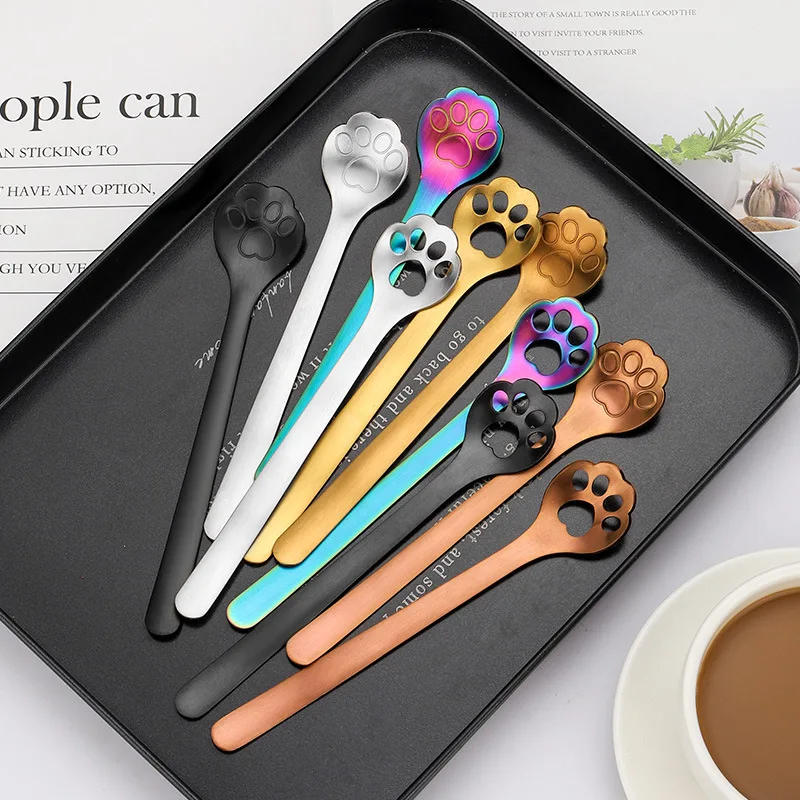 

Stainless steel cat claw spoon 304 creative cartoon hollow spoon coffee spoon dessert stirring spoon gift spoon dinnerware set