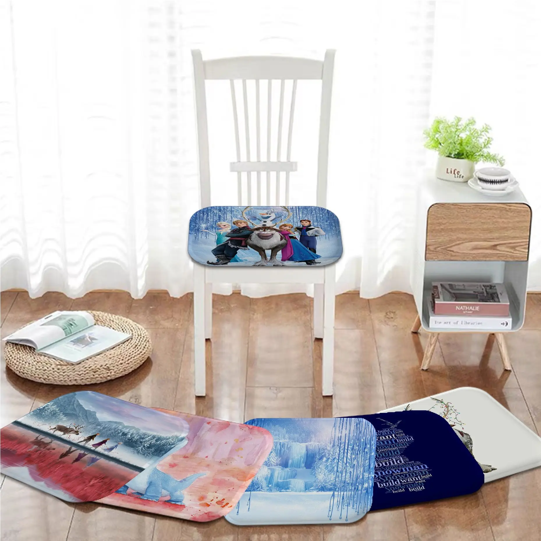 

Disney Frozen Nordic Printing Fabric Cushion Non-slip Living Room Sofa Decor Students Stool Tatami Office Buttocks Pad
