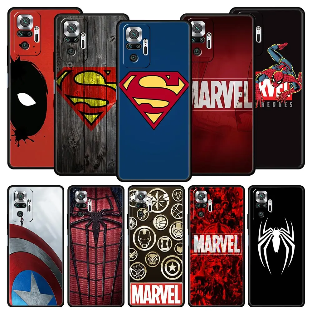 

Cover Case for Xiaomi Redmi Note 7 8 8T 9 9S 10 11 11S 11T K40 K40S K50 Pro Plus 4G 5G Back Phone Shell Funda Spiderman Marvel