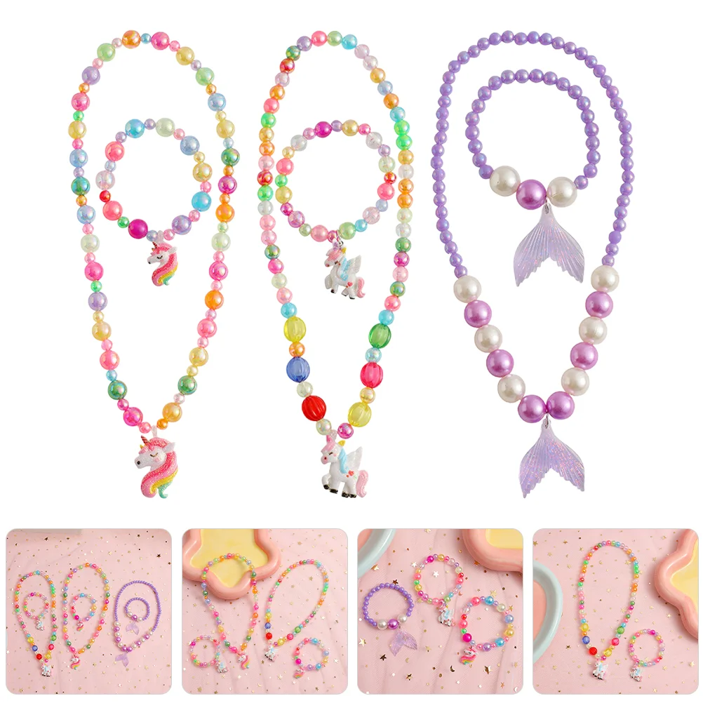 

3 Sets Little Girl Necklace Jewelry Toddlers Choker Necklaces Girls The Gift Kids Childrens