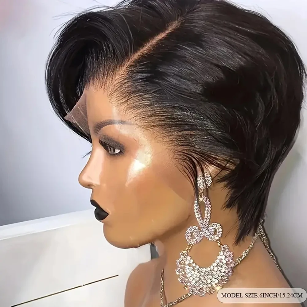 Парики из человеческих волос с кружевной передней частью натуральные черные