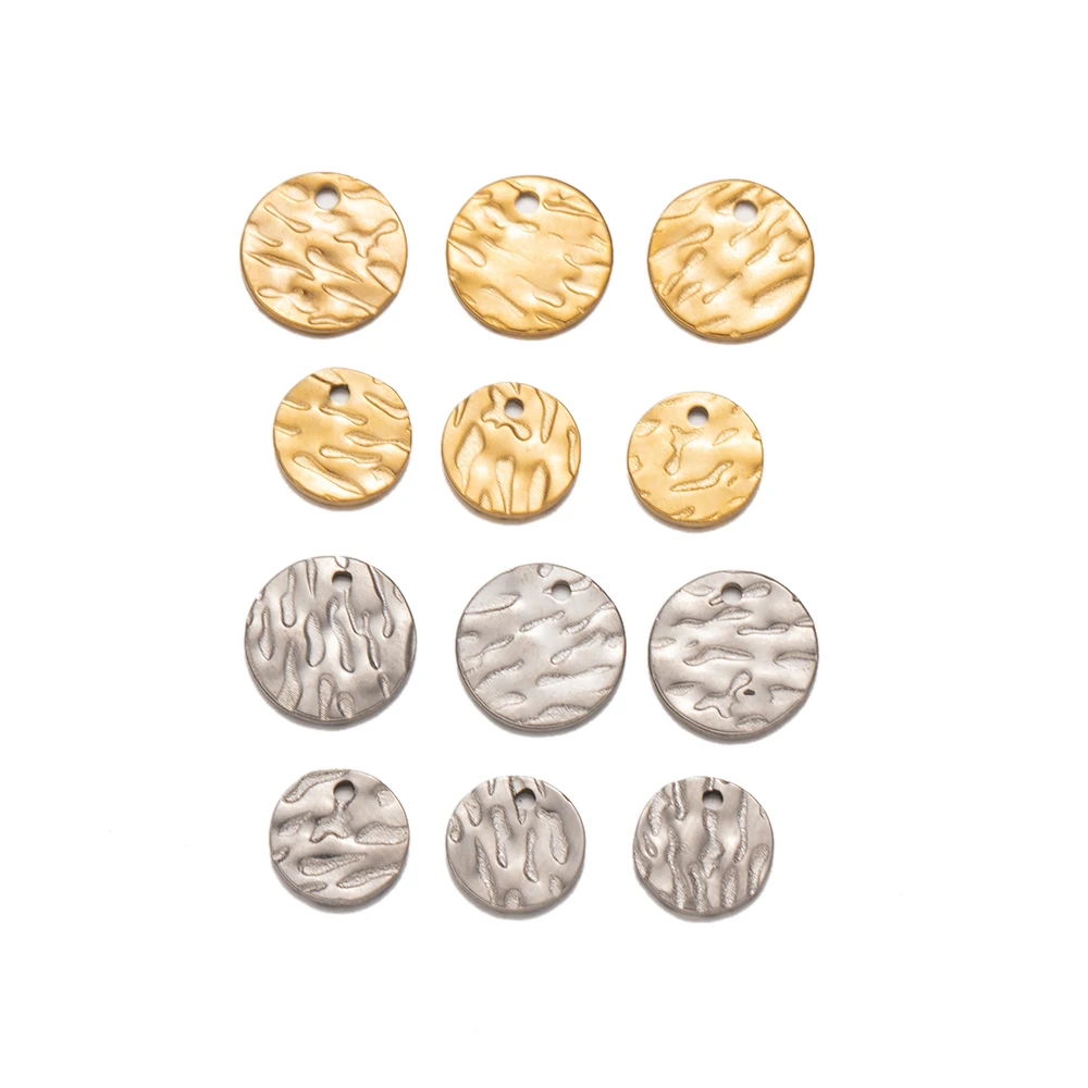 

10Pcs Stainless Steel Single Hole Disc Embossed Blank Stamping Round Pendant DIY Handmade Necklace Earring Jewelry Making