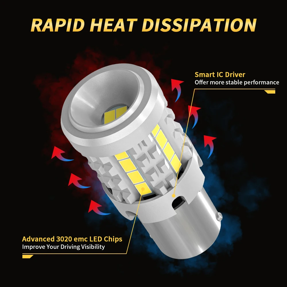 2 шт. Canbus без ошибок 1156 P21W BA15S PY21W BAU15S 7440 W21W T20 3020 26SMD сверхъяркий для автомобильного