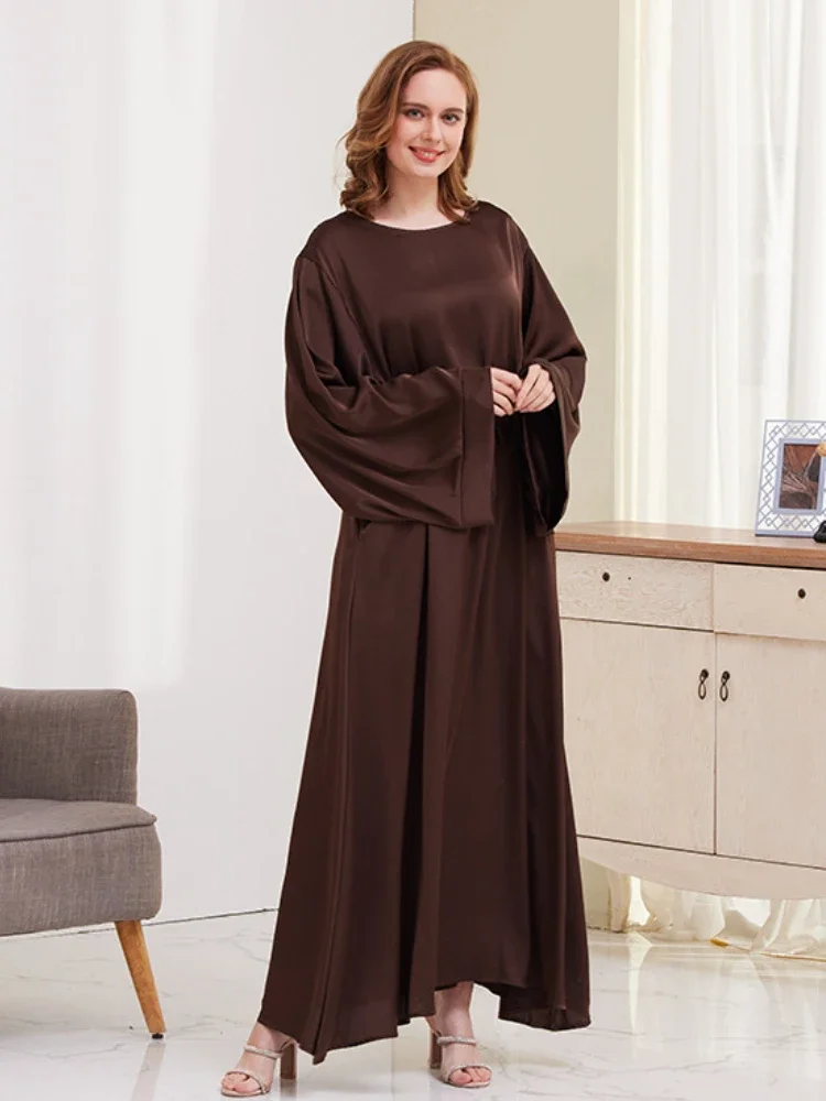 Женское Простое Длинное Платье Абая Повседневное Неэластичное Из Полиэстера