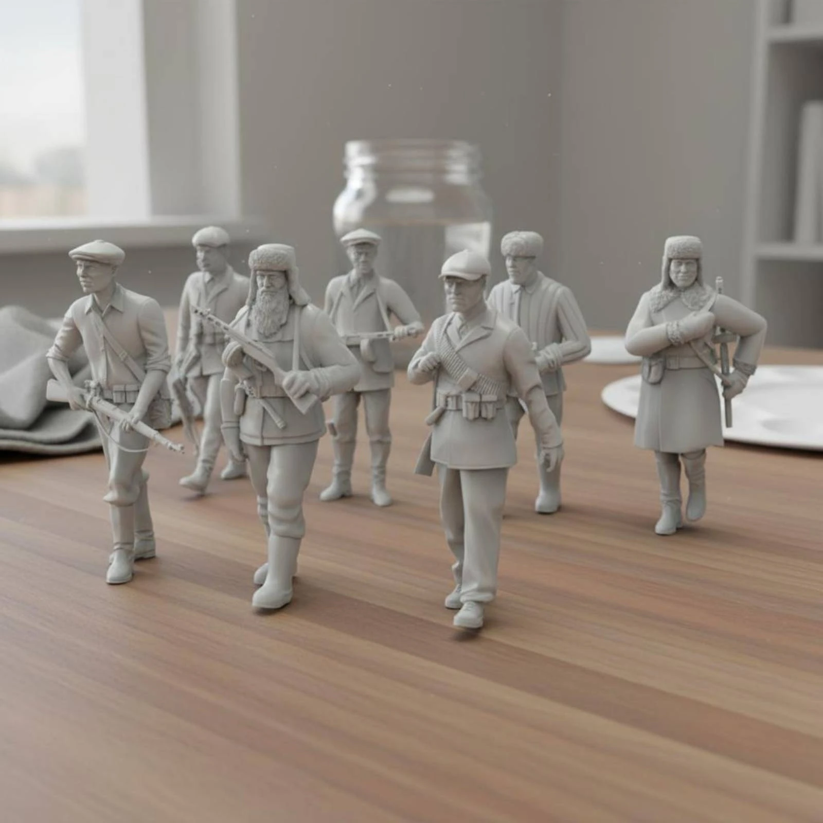 Фото Набор из 7 фигурок солдат Второй мировой войны, 3D-печатные модели из смолы, неокрашенные, цельные, коллекционные игрушки №5