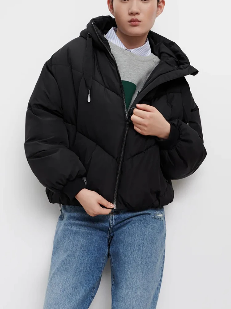 2021 Za Winter Warm Snow Women New Hooded Parkas Down Cotton Padded Jacket Women Coat Thicken Women Casual Parka Oversized