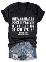 lovessales womens unvaccinated conservative meat eating gun owner v neck 100 cotton t shirt