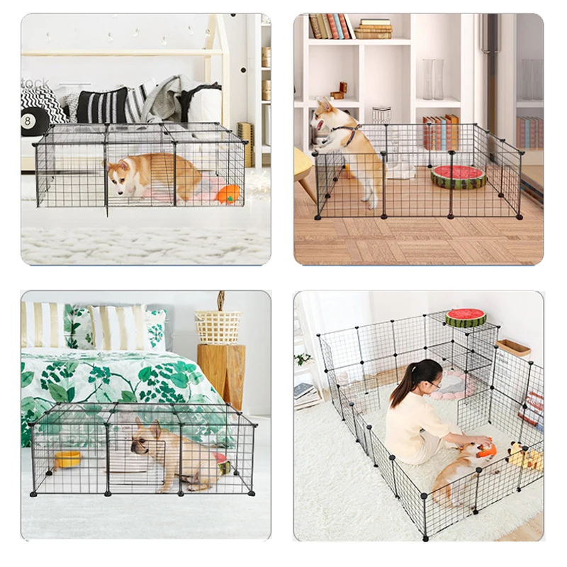 Pet Playpen Foldable Iron Cat Cages Indoor Home Isolation Door Exercise Training Kennels DIY Free Combination Dog Fences Aviary images - 6