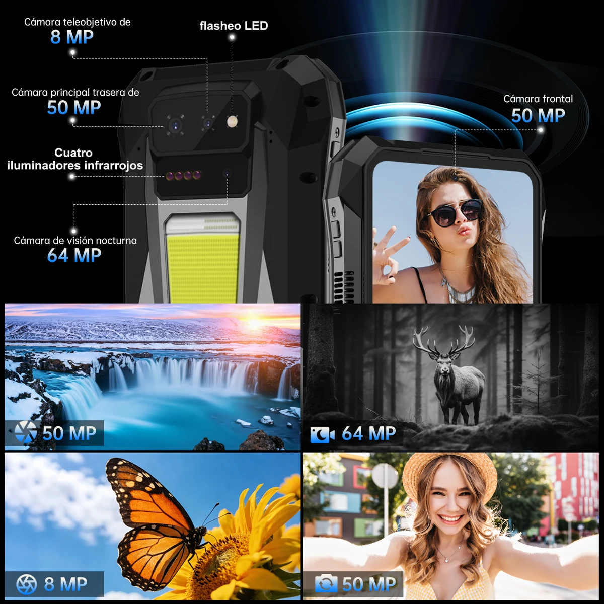 Фото Смартфон Unihertz TANK X 8849 5G, 32+512 ГБ, встроенный проектор 1080P 220 люмен, камера 50 МП + 64 МП, Android 15, аккумулятор 17600 мАч, NFC №5