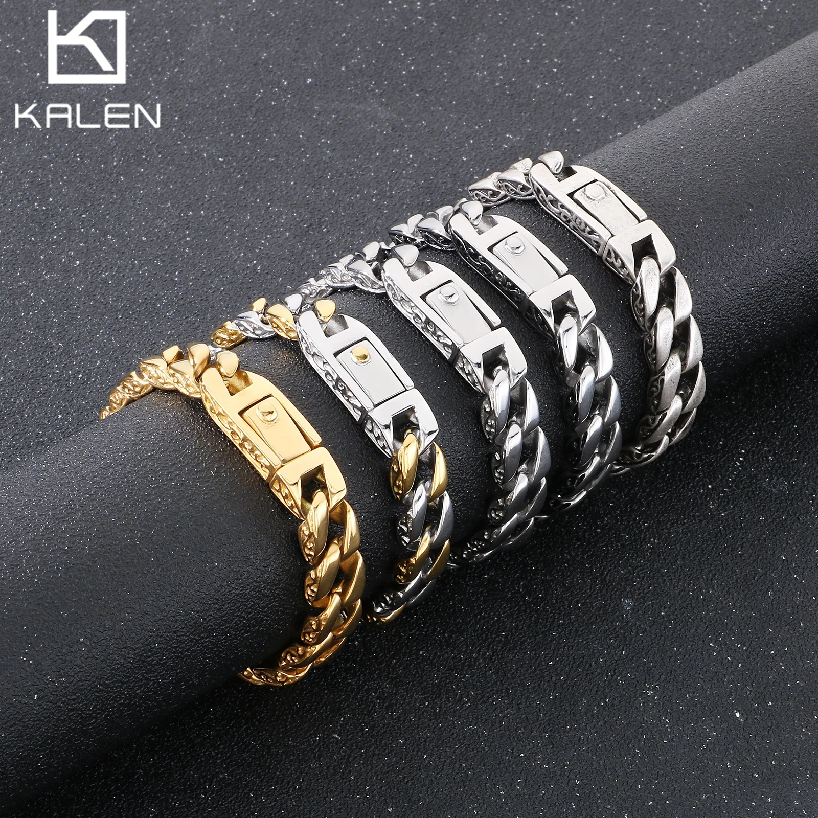 Браслет-подвеска с кубинскими звеньями диаметром 11 мм — нержавеющая сталь 316L