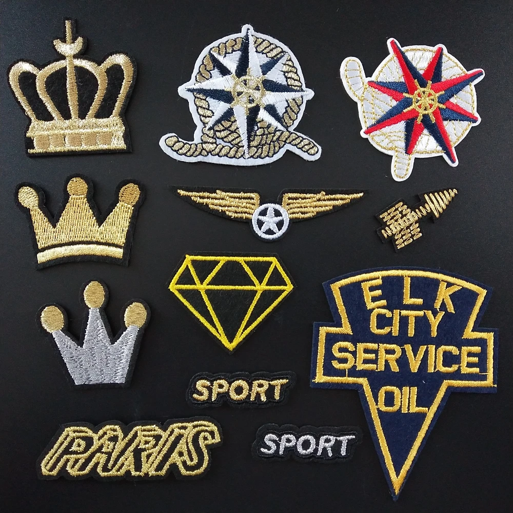 26 стилей золотые алмазные нашивки с короной наклейки сделай сам патчи для утюга