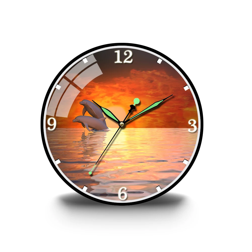 

Dolphin Red Color Style Acrylic Wall Clock Modern Design Living Room Decoration Kitchen Clock Mute Wall Watch
