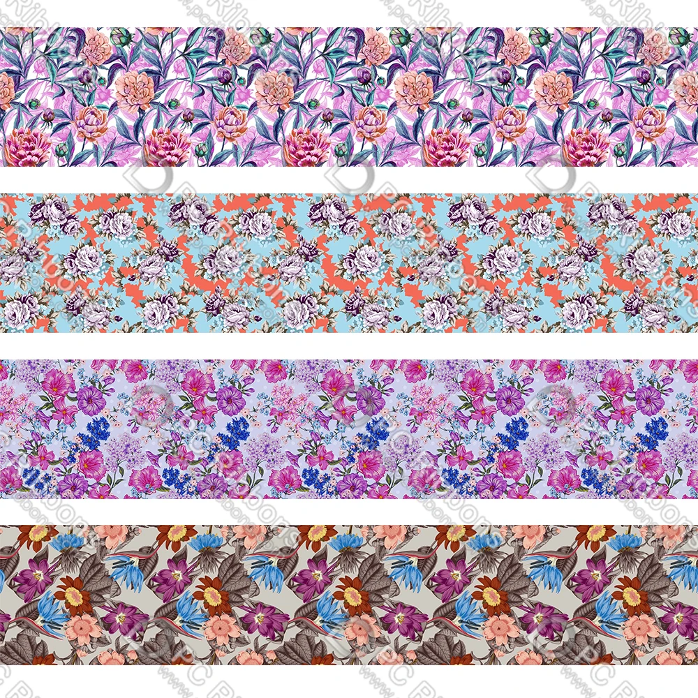 

16-75 мм, Мультяшные розы и цветы, лента, 50 ярдов, для упаковки подарков, банты «сделай сам», свадебные подвесные ленты