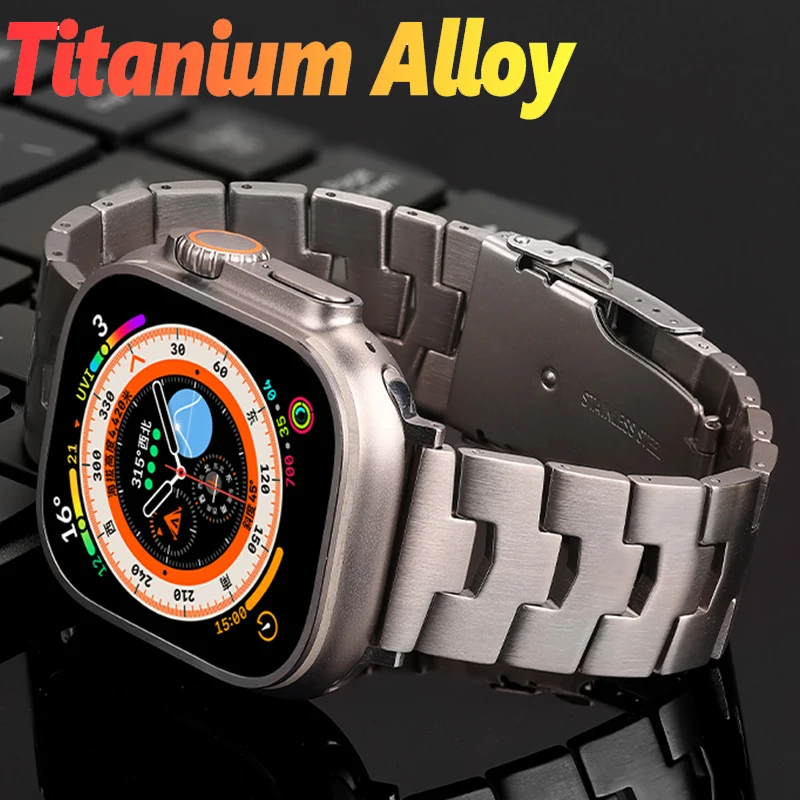

Ремешок из титанового металла для Apple Watch Band 49 мм 45 мм 44 мм 42 41 мм 40 38 мм, сменный Браслет для IWatch Series Ultra 8 7 6 5 4