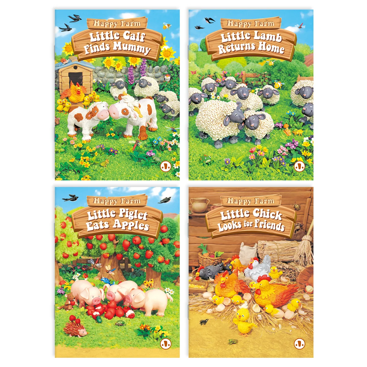 Серия Английских Детских Книг Happy Farm Упаковка Из 4 Штук С Милыми Животными
