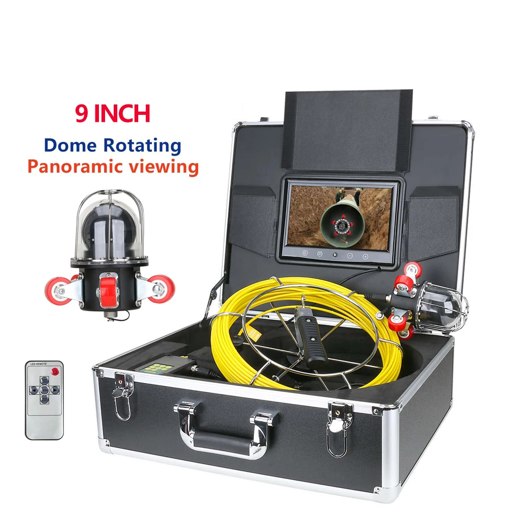 

9 inch Wifi Pipe Inspection Camera 30M 50M DVR Drain Sewer Pipeline Industrial Endoscope support 360 Degree Rotating Camera IP68