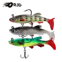 orjd 3pcs sof fishing lure 8cm 14g simulated fish built in lead hook with triple hook fishing lure soft fishing tackle