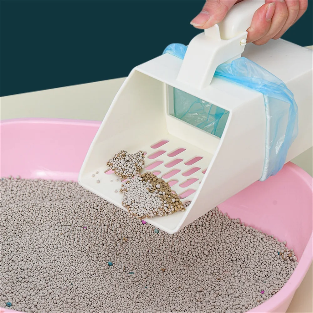 

Portable Cat Litter Shovel Scoop For Kitten With Waste Bags Cats Excrement Plastic Cleaning Sand Sifter Scoop Pet Accessories