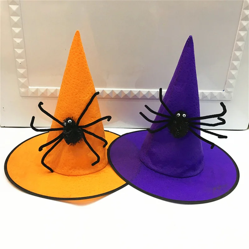 

Fashion Adult Kids Spider Party Cosplay Halloween Hat Personality Wizard Hat Pointed Cap Party Decoration