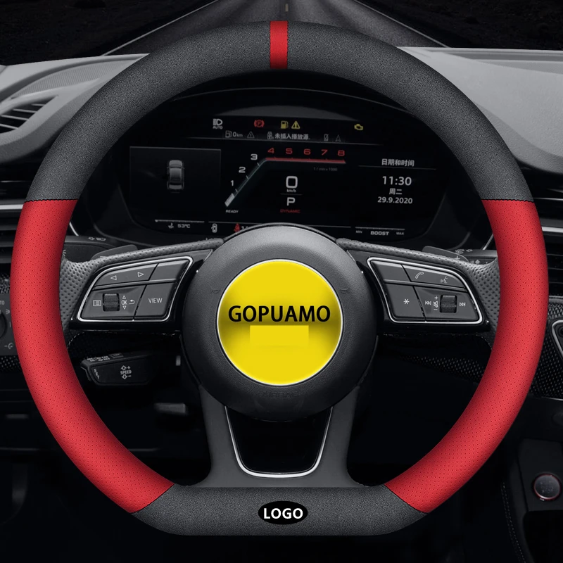 

Leather Suede Car Steering Wheel Cover 38cm for Roewe I6 MAX EI6 I5 EI5 RX5 MAX RX8 Breathable Auto Interior Accessories