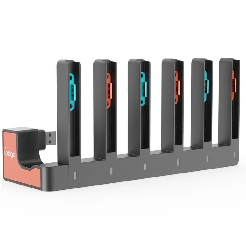 Фото Док-станция Ipega для Switch 2 с 6 слотами, магнитная, с быстрой зарядкой и LED-индикатором для геймпадов JOY-CON №1