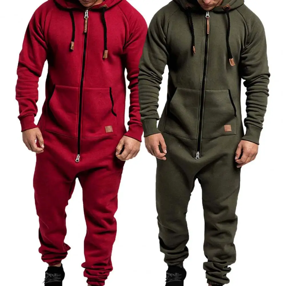 

Casual Men Jumpsuit Plus Fleece Keep Warm Winter Clothing Thick Hoodie Jumpsuit for Outdoor