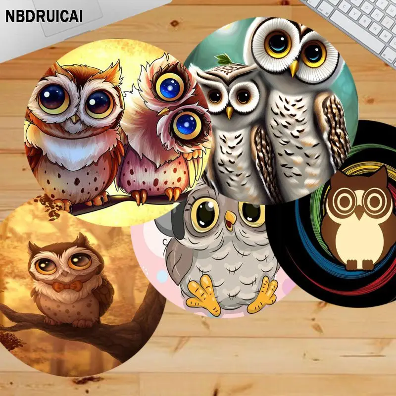 

Funny Owl Animal Small Round Kawaii Cartoon Anime Gaming Mouse Pad Keyboard Mouse Mats Deskpad Girls For PC Computer Table