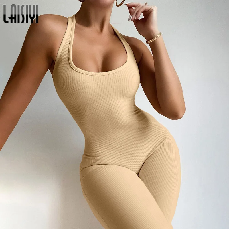 

Комбинезон женский трикотажный в рубчик, повседневный спортивный короткий Ромпер, одежда для фитнеса, черный, весна-осень