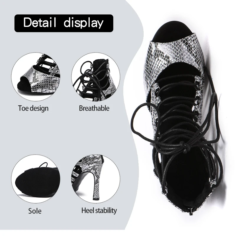 DKZSYIM Women Latin Dance Shoes Ballroom Salsa Dancing Shoes Girls Party Dancing Shoes Ballroom Ladies Mesh Boots Woman New