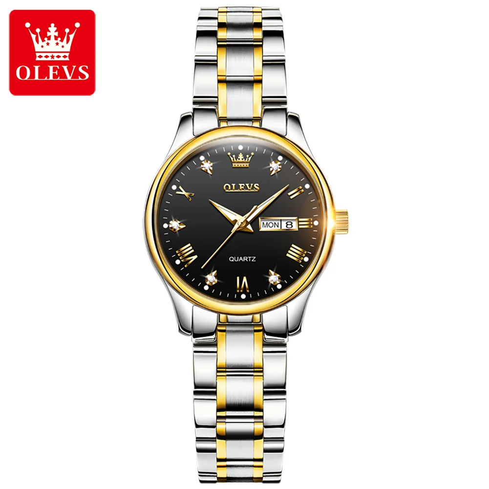 

OLEVS 5563 Quartz Stainless Steel Strap Watches for Women Fashion Diamond-encrusted Trendy Waterproof Women Wristwatch Luminous