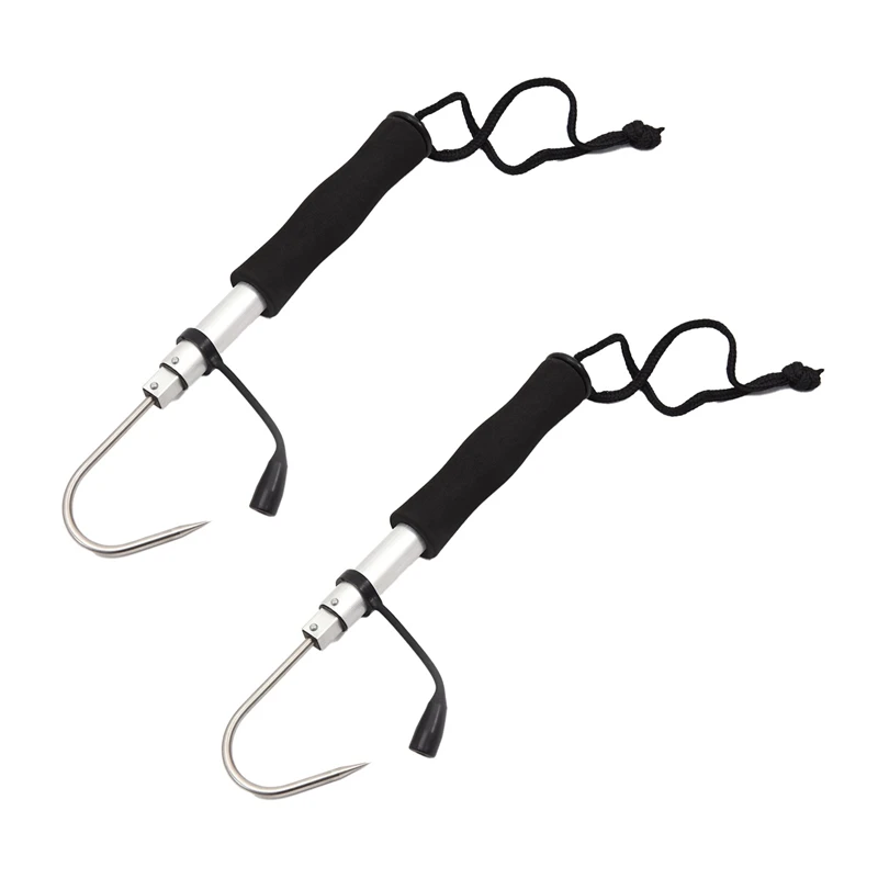 

2 Piece Retractable Stainless Steel Sea Fishing Spear Hook Fishing Tackle For All Kinds Of Heavyweight Fish 60Cm Silver & Black