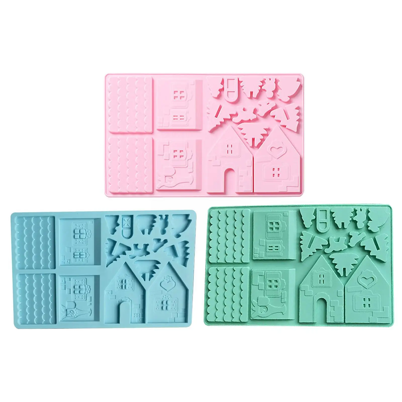 

Silicone Mould Building Block House Christmas Chocolate Mold Gingerbread House Cookie Mold For Cake Fudge Christmas Decorat L1f9