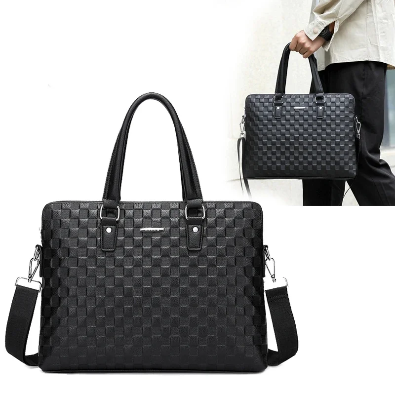 

Men'S Briefcase Husband Handbag Fashion Tote Laptop Genuine Leather Shoulder Office Business Commuting Messenger Crossbody Bag