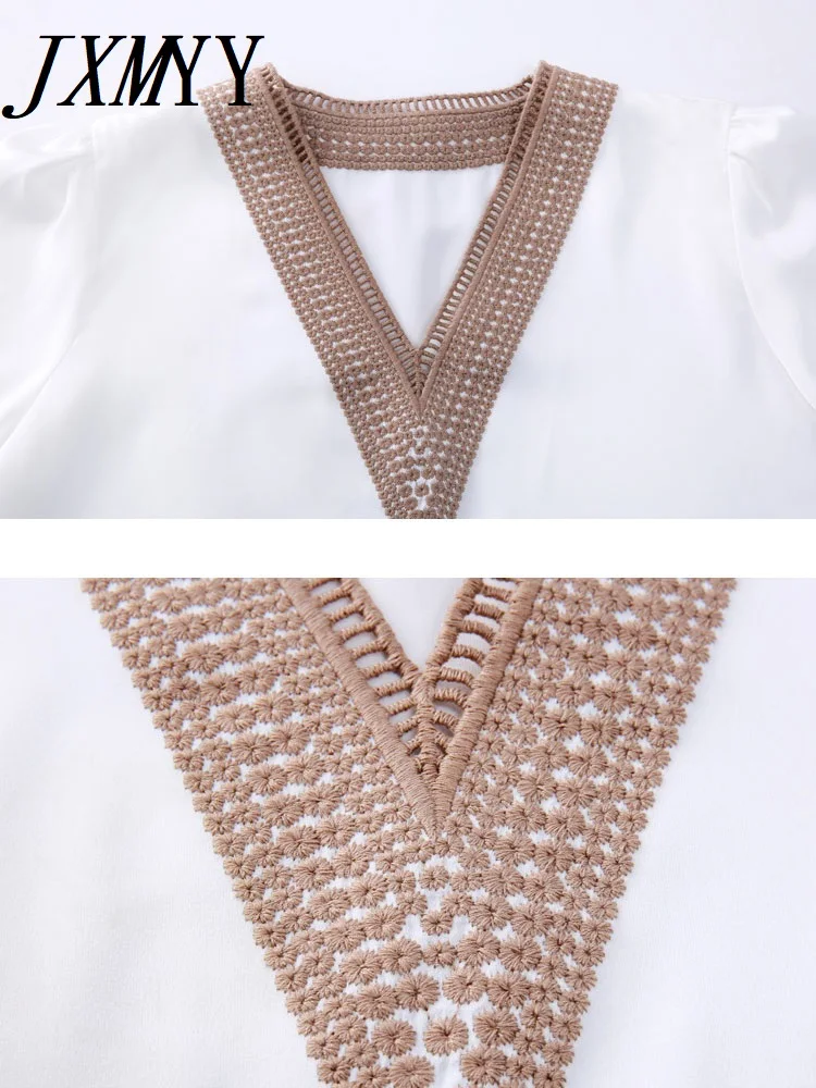 JXMYY блузка с V-образным вырезом Женская на раннюю весну 2022 новый стиль в