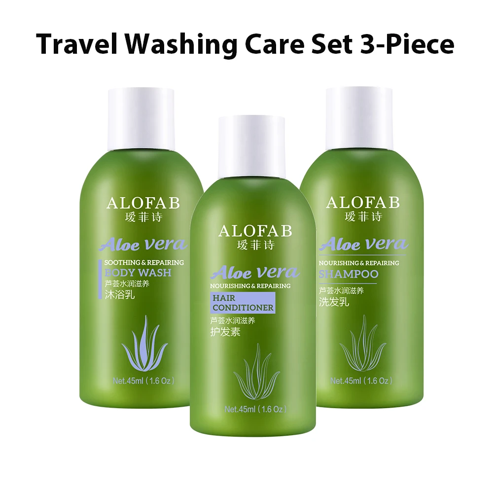 Washing Care Travel Set 3-Piece Deep Cleaning Shampoo Gentle Refreshing Hair Conditioner Moisturizing Body Wash 45ml Per Bottle