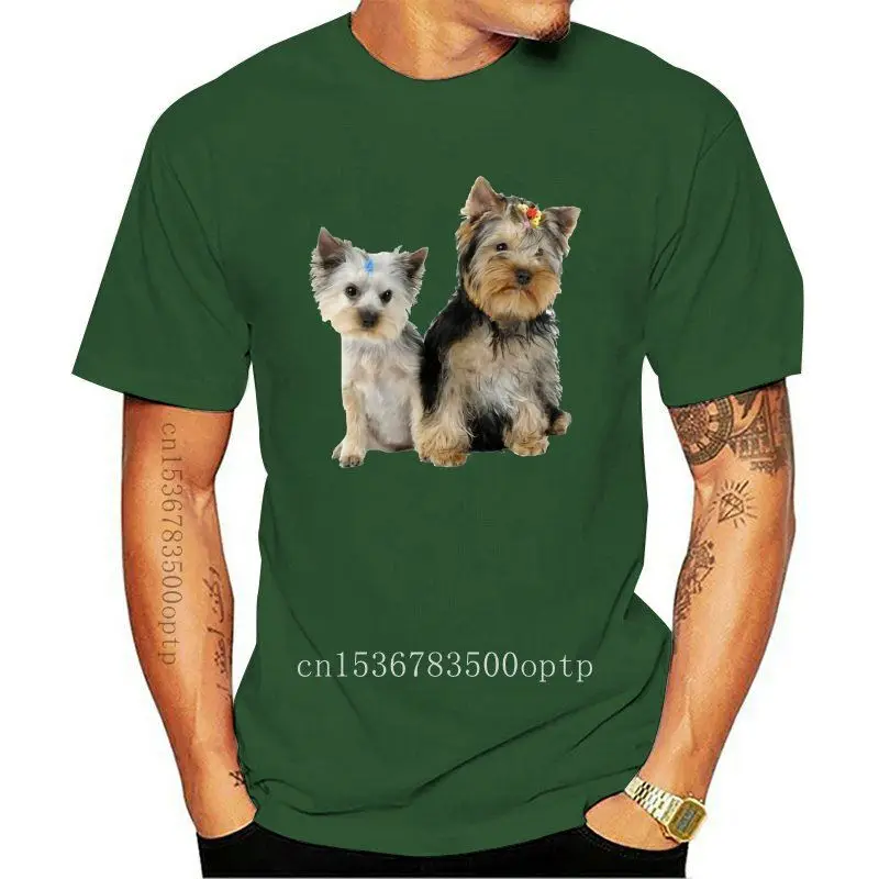 

Camiseta de algodón con estampado de cachorros de Yorkshire Terrier para hombre, ropa deportiva para gimnasio, bonita, regalo, n