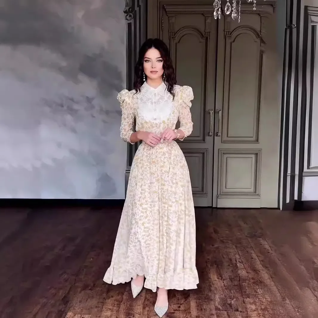 Платье Рамадан женское с цветочным принтом длинное арабское платье