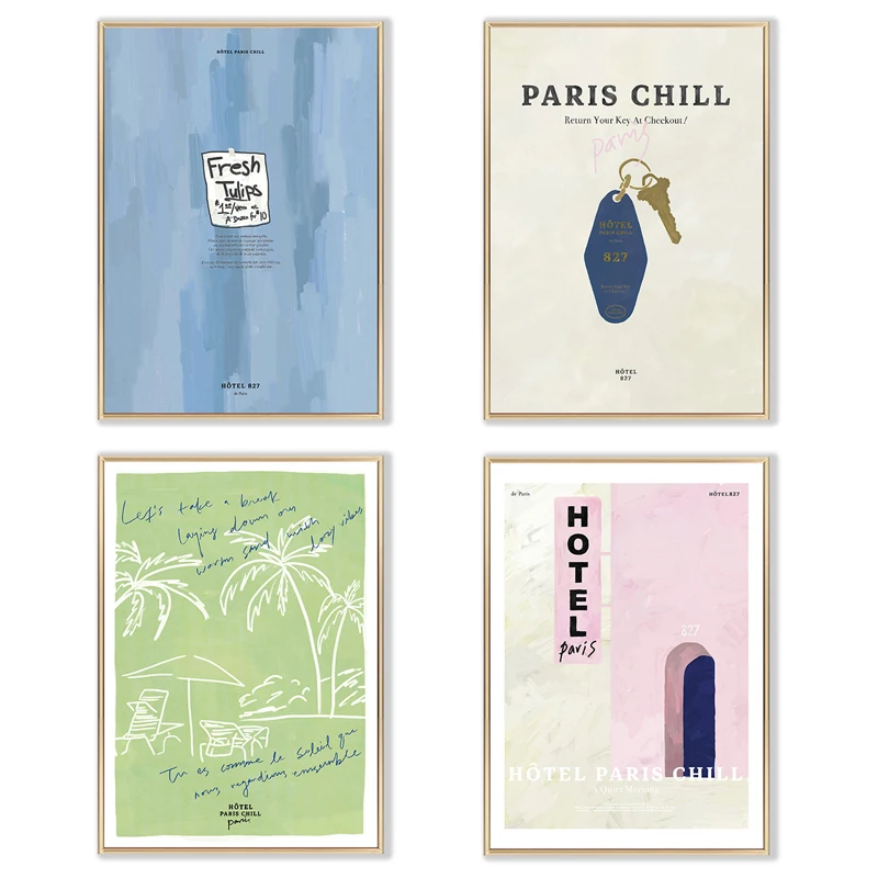 

Nordic Abstract Graffiti Wall Art Posters Morandi Color Block Hotel Coconut Tree Letters Canvas Print Painting for Living Room