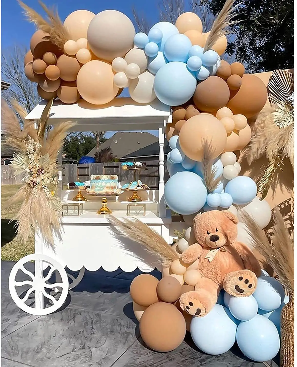 

144 шт., голубые металлические шары, гирлянда, арки, набор для детского душа, семейный медведь, Тедди, детский праздник, первый балон для малень...
