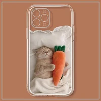 cute sleeping cat case for iphone 13 case silicon for iphone 11 12 13 pro max xr 7 8 11 pro x xs max plus mini phone cover