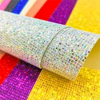 a4 2030cm %e2%80%8bplaid sequin chunky glitter iridescent faux synthetic pu leather for sewing handmade material bow craft bag diy