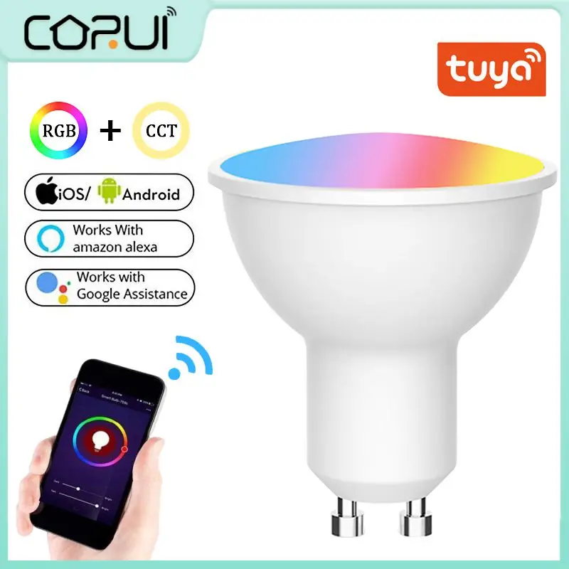 

TUYA Wifi Smart GU10 Light Bulb Spotlight RGB+CCT 100-240V 4W Dimmable LED Light Voice Control work with Alexa Google Home